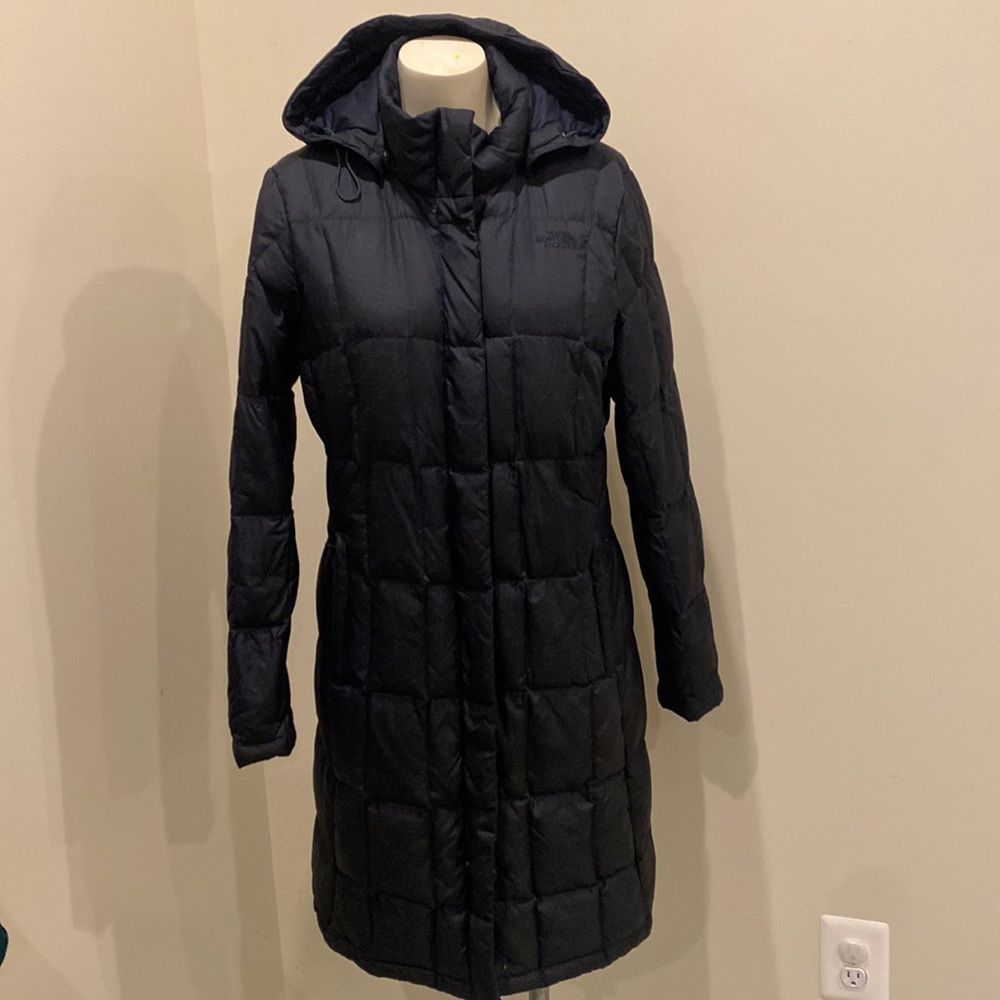 The North Face 550 Blue Puffer Down Coat with Hood sz M